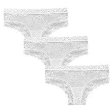 3 Pcs Charming Sexy Lace Panties Women Underwear Plus Size European Style Seamless Briefs White Color Ropa Interior Femenina