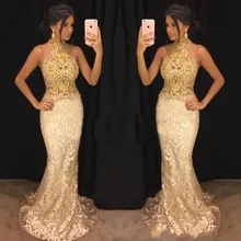Золотые кружевные платья для выпускного на бретелях с аппликацией в арабском стиле, блестящие вечерние платья без рукавов, вечерние платья