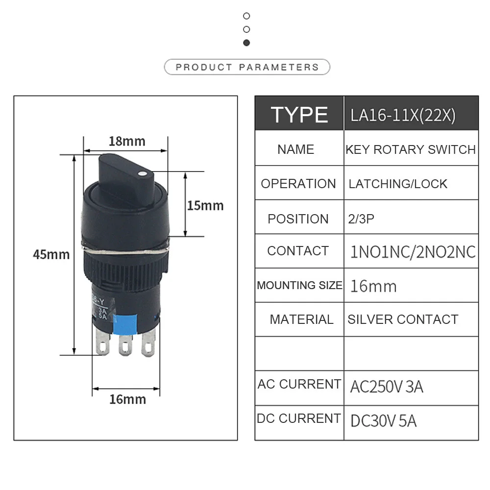 16 мм поворотная ручка переключателя круглая кнопка 2/3 положения три шесть футов шпильки Блокировка 1NO1NC 2NO2NC селектор LA16Y-11X21