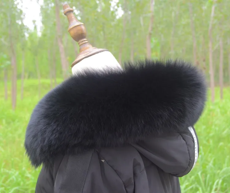 Настоящий женский меховой воротник из натурального Лисьего меха, женский меховой глушитель, пальто унисекс, капюшон, отделка, шарфы, толстый теплый прямой воротник, шаль