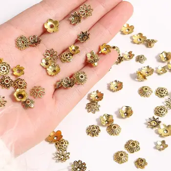 

High Quality 50Pcs/lot Antique Gold Color Flower Bead End Caps For DIY Necklace& Bracelets Jewelry Findings Accessories