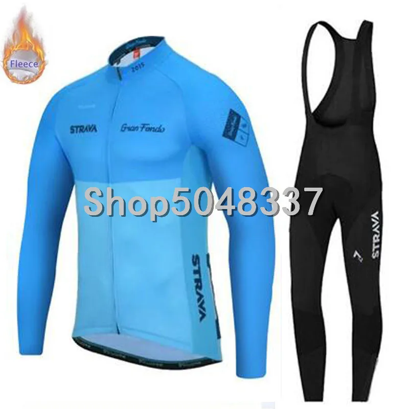 Ropa Ciclismo STRAVA Мужская велосипедная одежда с длинным рукавом MTB велосипед рубашки с бретелями брюки зимний термальный флис Велоспорт Джерси - Цвет: 4