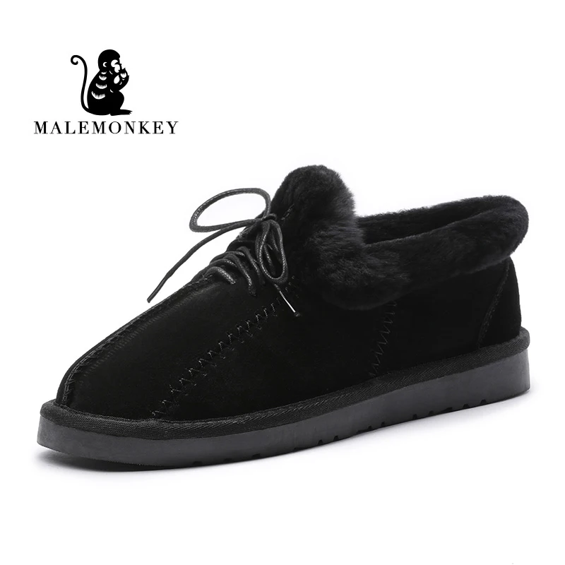 MALEMONKEY/Роскошная брендовая Дизайнерская обувь; Новинка года; модная женская обувь; черные женские зимние ботильоны на шнуровке - Цвет: Черный