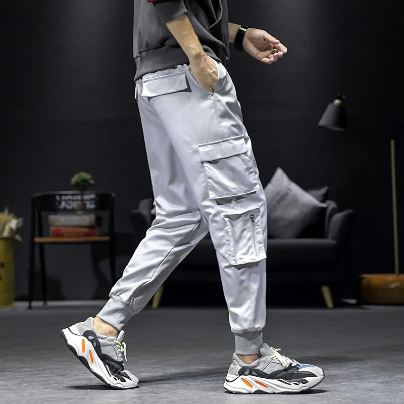 as picture Slim Fit новые модные мужские хип-хоп однотонные женские укороченные брюки больших размеров M-5XL высококачественные простые брюки повседневные хлопковые серые шаровары - Цвет: as picture