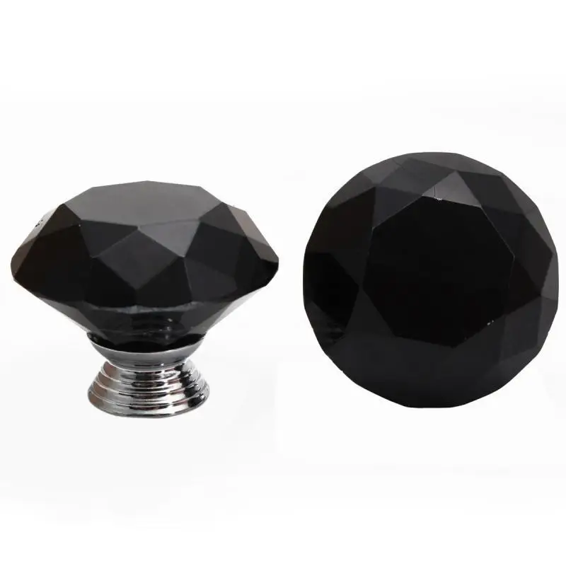 Новинка-8X40 мм Алмазная черная кристальная стеклянная дверная ручка для шкафа Ручка для выдвижного ящика кухонный шкаф+ набор винтов