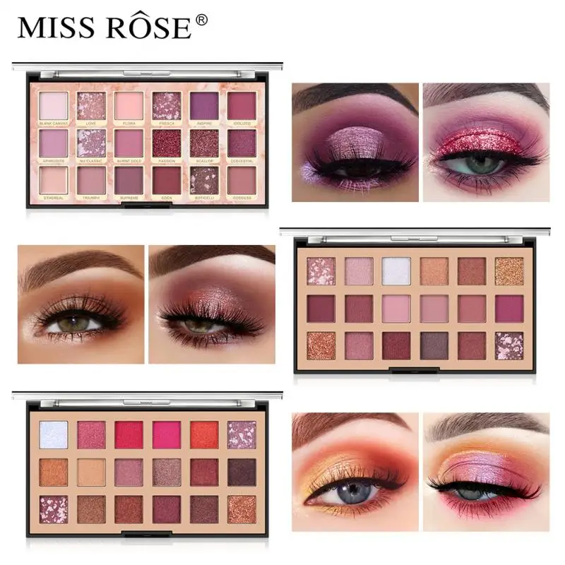 MISS ROSE 9/18 Цвета блестящие тени для макияжа Палитра матовые Мерцающие Тени Блеск