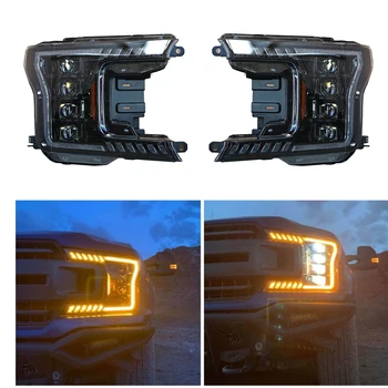 

LED 4 Projector Headlights For Ford F150 F-150 2018 2019 2020 Running Day-Time Light Front Lamp Car Accessories