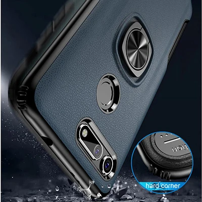 blue Палец кольцо подставка чехол для телефона для huawei Honor 20 8X V20 10 Lite PC& TPU бизнес грязеотталкивающий противоударный адсорбционный чехол - Цвет: blue