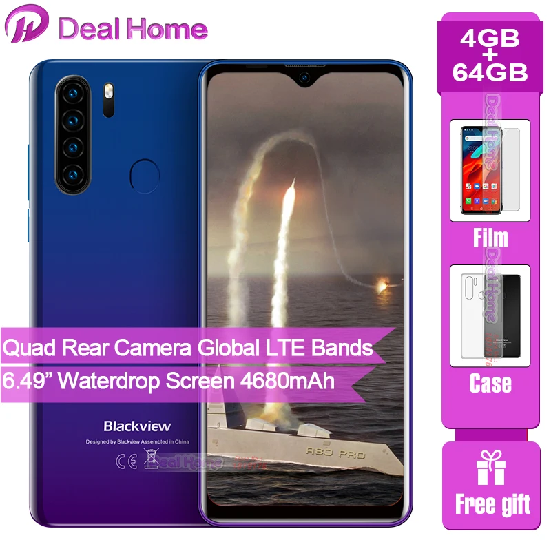  Blackview A80 Pro 6.49' Waterdrop Smartphone Quad Core Rear Cameras 4GB RAM 64GB ROM Global Version