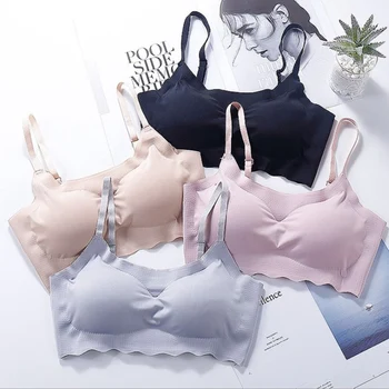 

New Women Seamless Underwear Bras Ladies Solid Color Simple Wirefree Bra With Padded Women Fitness Underwear Sostenes De Mujer