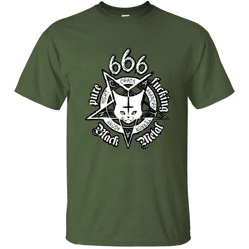 Новинка 666, футболка с принтом "Большая сатанинская кошка Бафомет", черная металлическая кошка, одежда, Футболка, большой размер S~ 5xl, хип-хоп