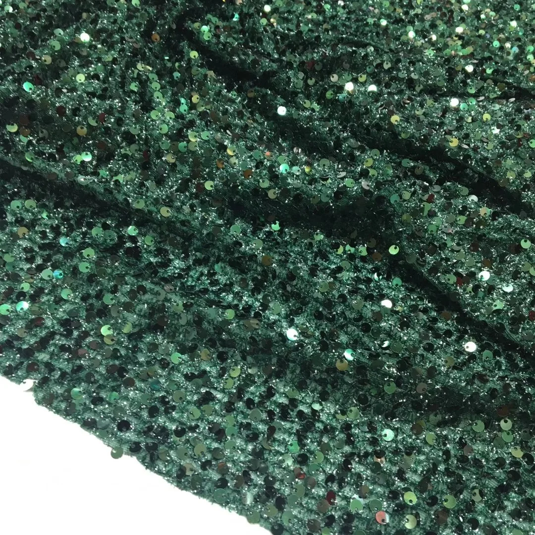 Dark Green Sequin Fabric 5 Yards Emerald Fabric by The Yard
