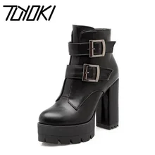 Tuyoki/женские ботинки; ботильоны на высоком каблуке; теплая зимняя обувь на меху; женские ботинки на высокой платформе; модная обувь; размеры 32-43