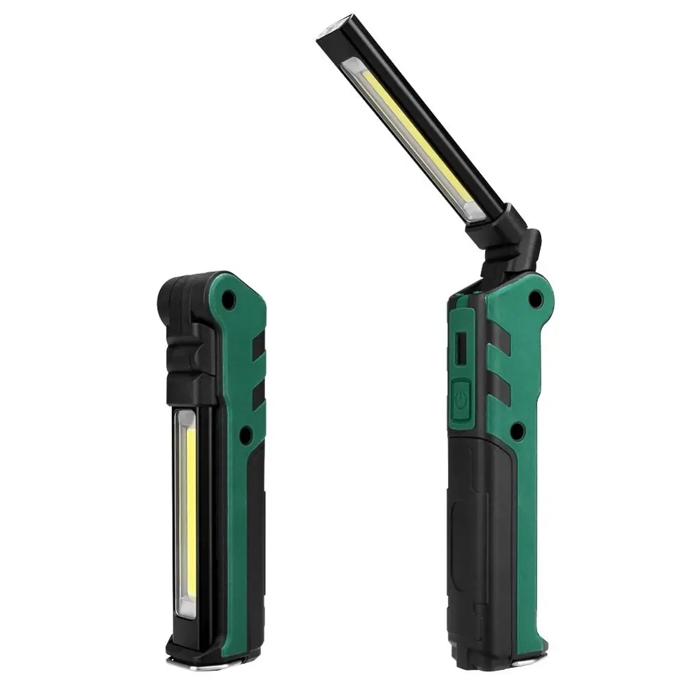 USB Перезаряжаемый COB флэш-светильник фонарь Портативный светодиодный рабочий светильник Магнитный COB Lanterna подвесной фонарь с крюком для наружного использования - Испускаемый цвет: Зеленый