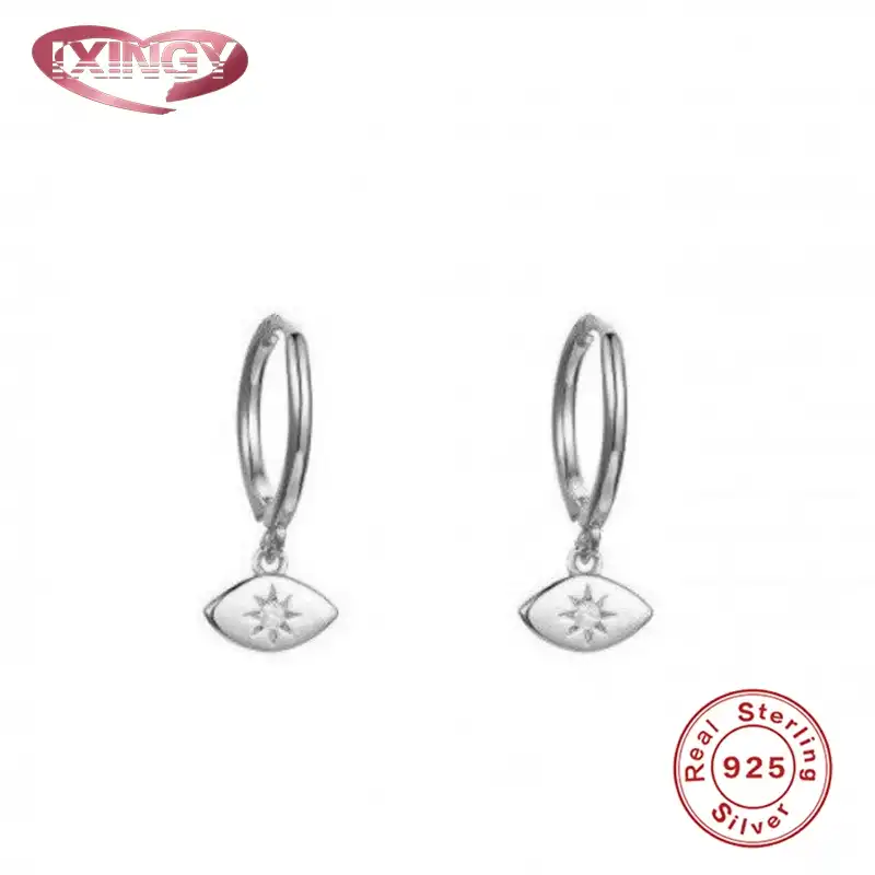 Мини сглаз маленькие серьги-кольца для женщин 100% стерлингового серебра 925 серьги-гвоздики модные ювелирные изделия для ушей склад