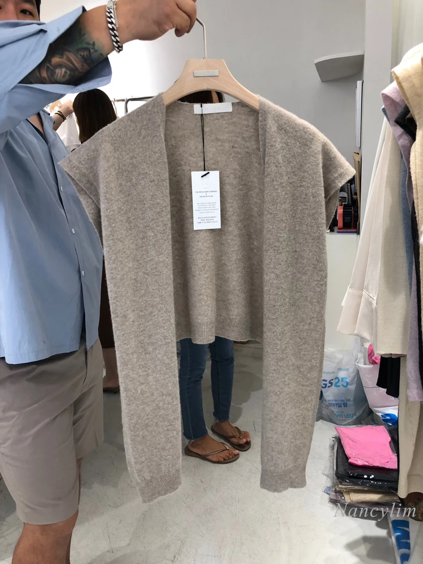 

Scarf Cardigan for Women 2021 Spring Autumn New Shoulder Shawl Solid Color Knitted Outer Match Female