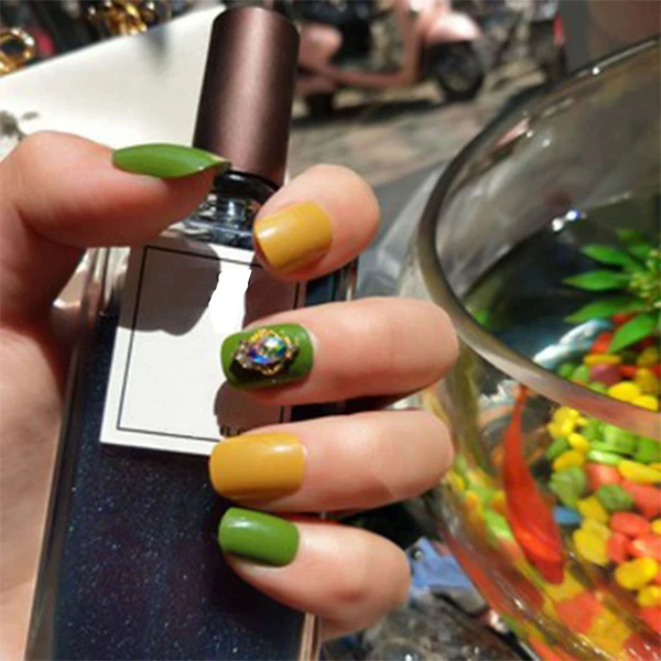 24 шт набор наклеек на ногти зеленый и желтый набор наклеек на ногти искусственные ногти Модный Блестящий готовый набор наклеек на ногти SK88