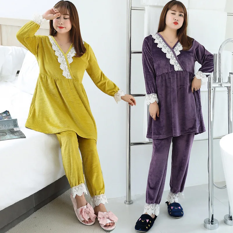 

2019 Spring Clothing New WOMEN'S Dress Plus-sized Extra Large Homewear Set Pajamas Two-Piece Set Recruit Agents 1494H