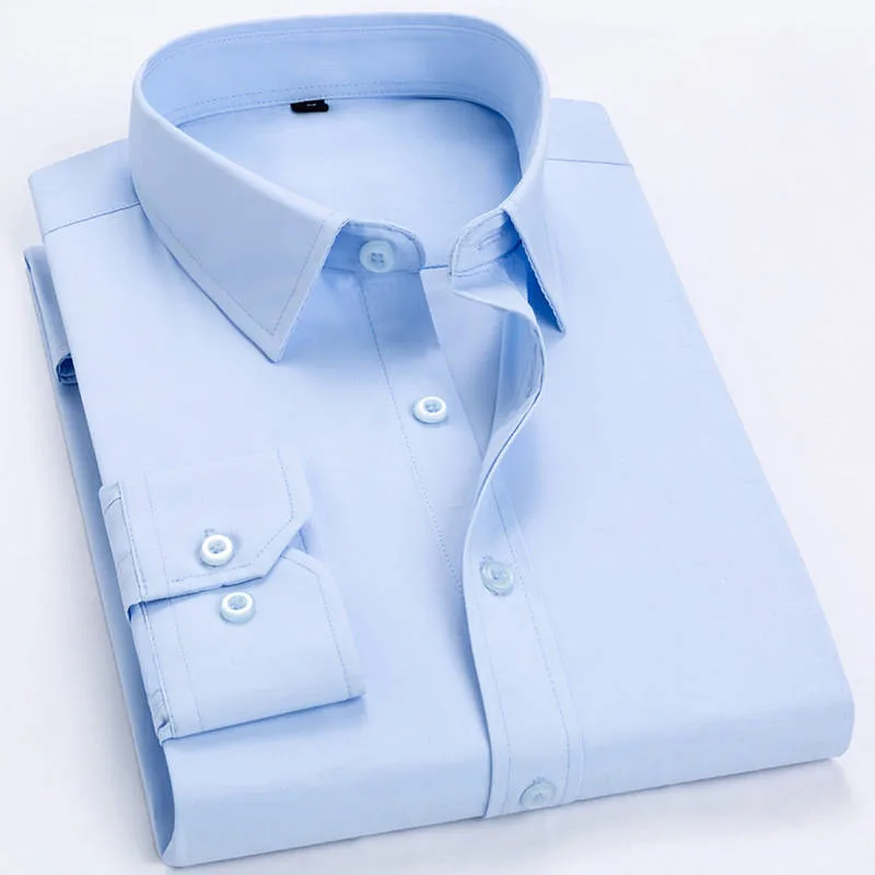 FGKKS, брендовая мужская рубашка, Освежающая, повседневный стиль, мужские рубашки в полоску, модные, Осень-зима, подходящие рубашки - Цвет: LightBlue No Pocket