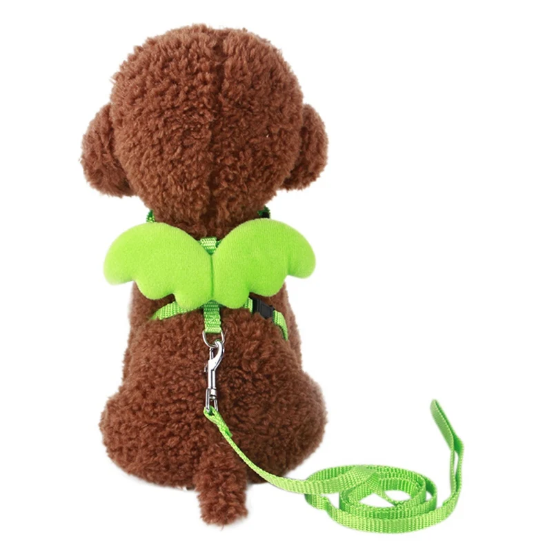 Angel Wings Dog Collars Harnesses Leash Decoration Pet Dog Adjustable Chest Harness with Leash Multi-color Options - Color: G