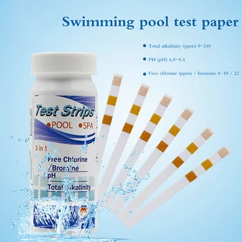 

50Pcs/Bottle 3 In 1 Water Test Strip Portable Water Test Tool PH Test Strips Chlorine PH Testing Water Hardness Testing Paper