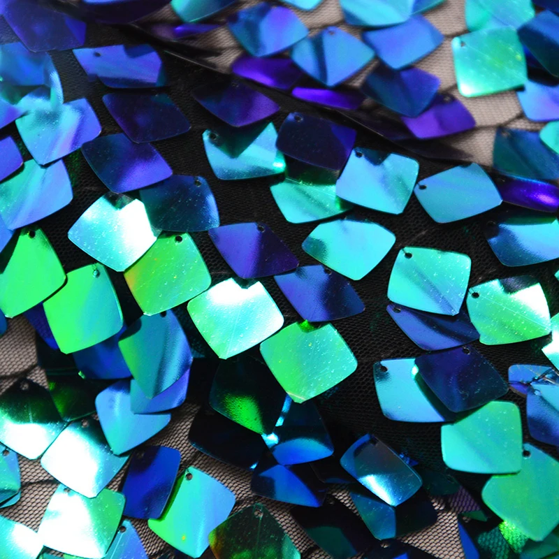 18 см большой синий зеленый квадратный блесток ткань Базен Riche Getzner сетчатая нижняя ткань Telas Дизайнер DIY от кутюр материал