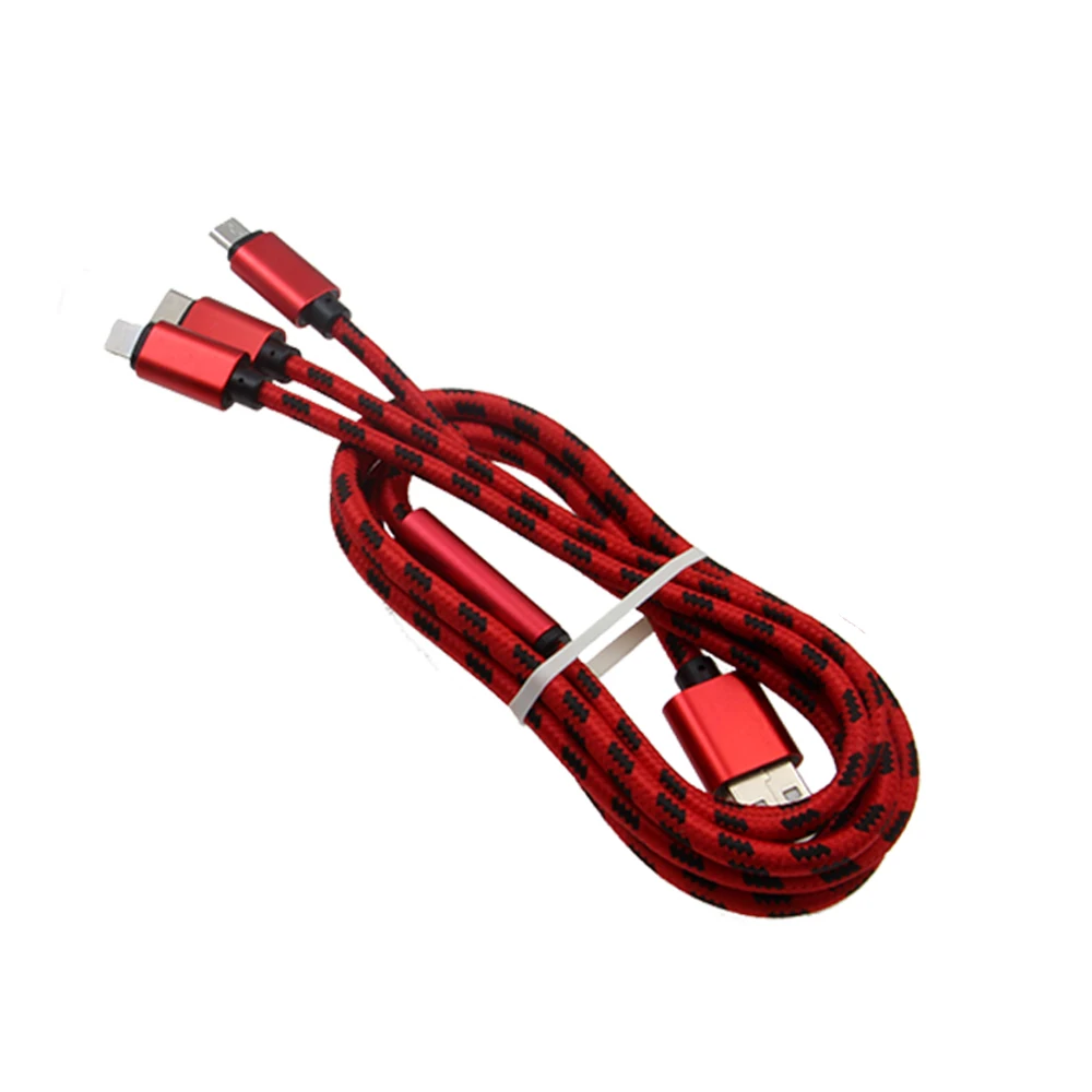 Красный 3 в 1 USB кабель для быстрой зарядки для Apple type C Android для Xiaomi Mi note10 huawei зарядный кабельный провод для samsung Galaxy S9 Plus - Цвет: Красный