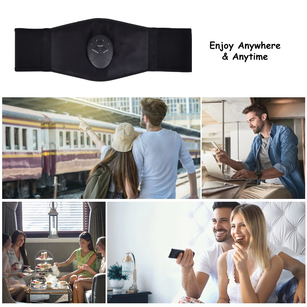 Unisex EMS Slimming Waist Belt Electric Abdominal Muscle Fitness Trainer Belly Body Massager Weight Loss for Man and Woman