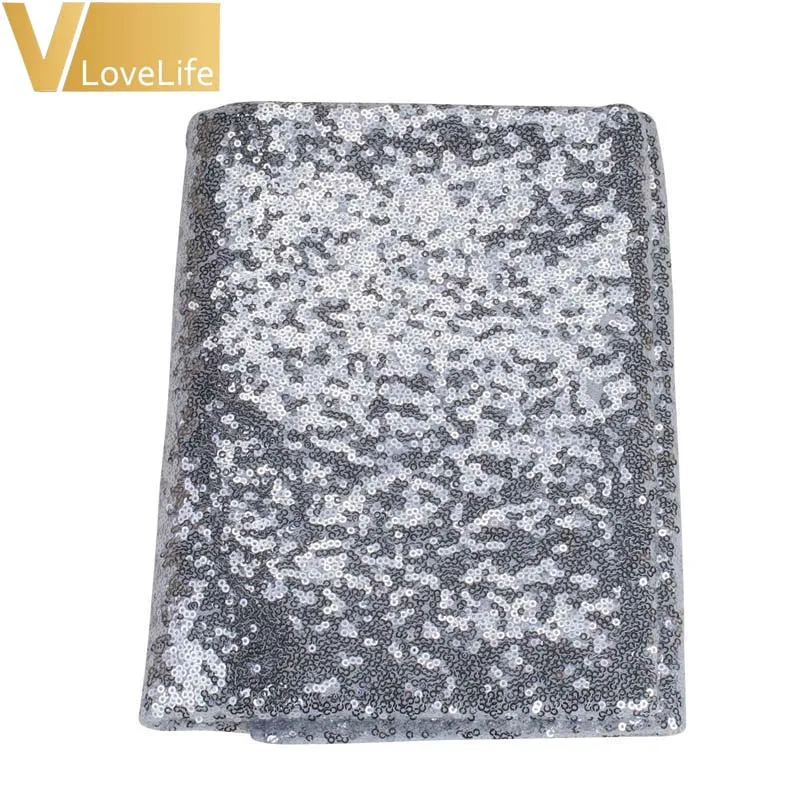 Серебристый Glitter Sequin Tablecloth Rectangular Round Rose Gold Silver Table Cloth Rose Gold for Wedding Party Christmas Decoration - Цвет: Серебристый
