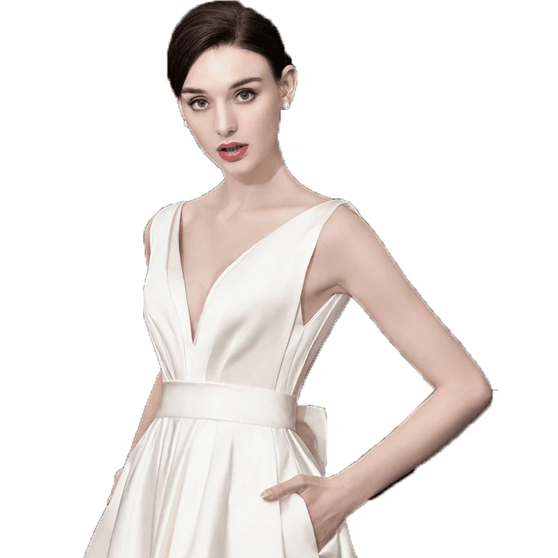 Vestido corto de encaje para mujer, traje de novia talla grande, estilo bohemio, con apliques cortos