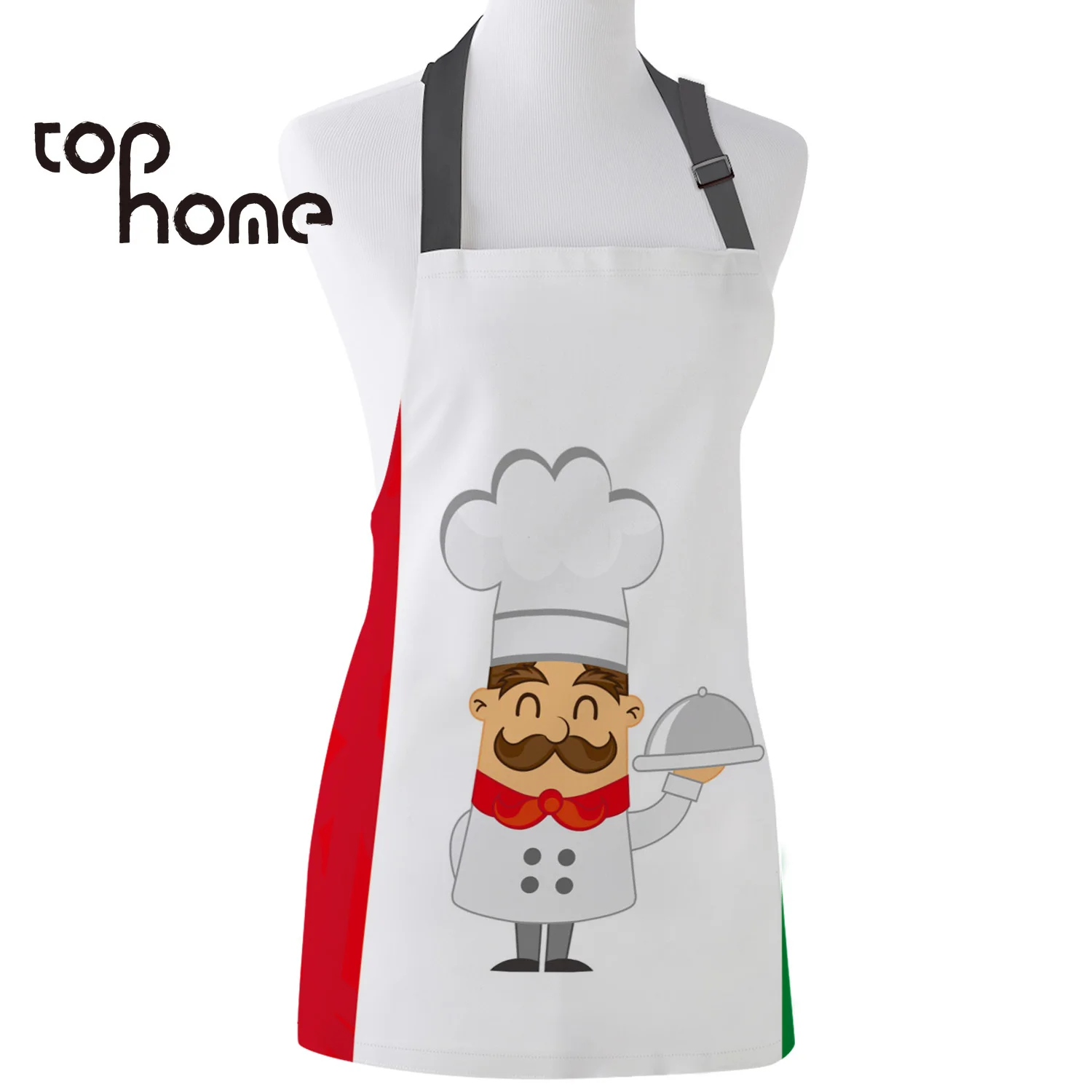 

Tophome Kitchen Apron Cartoon Chef French Flag Adjustable Sleeveless Canvas Aprons for Men Women Kids Home Cleaning Tools