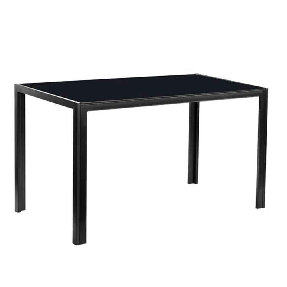 

[US-W]Simple Assembled Tempered Glass & Iron Dinner Table Black