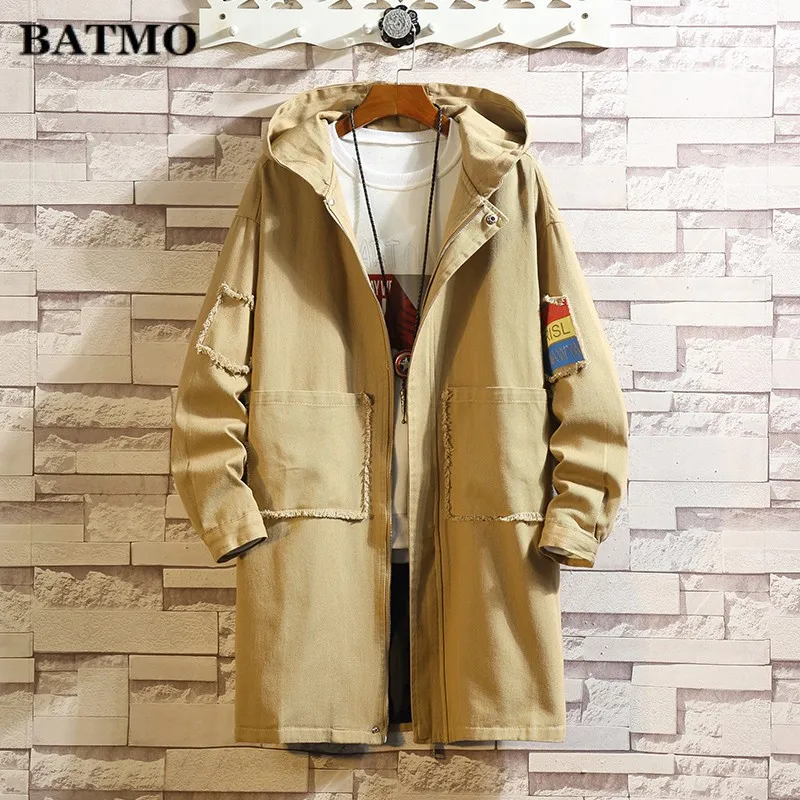Batmo осеннее Новое поступление Высококачественная Мужская модная куртка, повседневная Рабочая куртка с капюшоном, Тренч для мужчин
