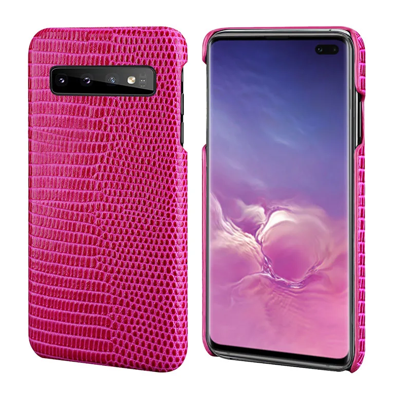 BuzzLee первый слой Воловьей Кожи Ящерицы шаблон задняя крышка для samsung S10 Plus телефон Чехол царапинам телефон чехол для samsung Note9 - Цвет: Rose