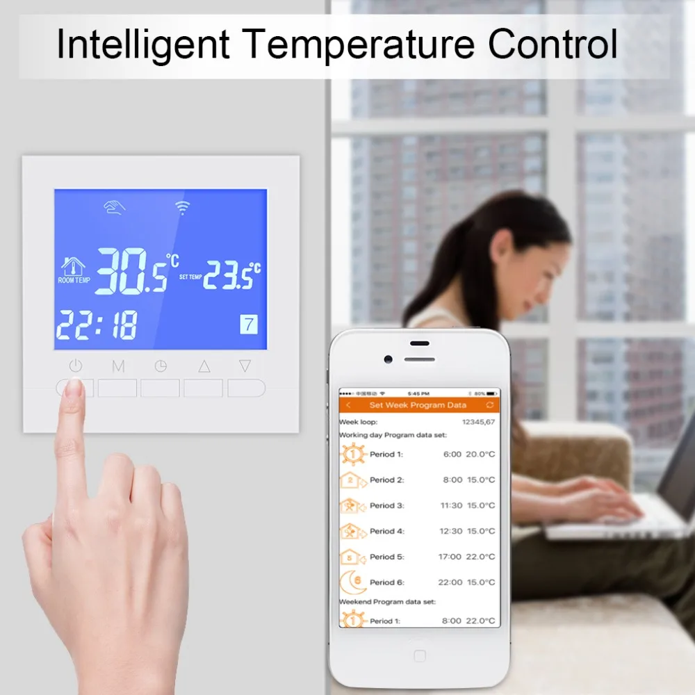 Умный Wi-Fi термостат Мобильная регулировка температуры контроллер для электрического отопления пола термостатический водонагреватель NTC