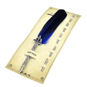 

1 set Creative Feather Pen Calligraphy Pen Retro Dip Pen Wedding Colors Stationery Set Gifts 10 G6B2