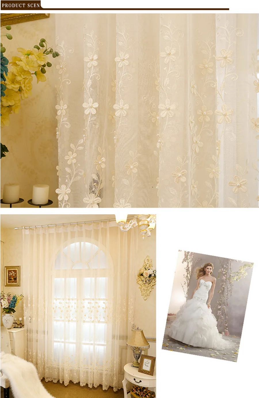Кофейные роскошные шторы на окна с жемчужной вышивкой для гостиной, тюль, Европейский Тисненый Цветочный бежевый занавес, ткань wp362#5