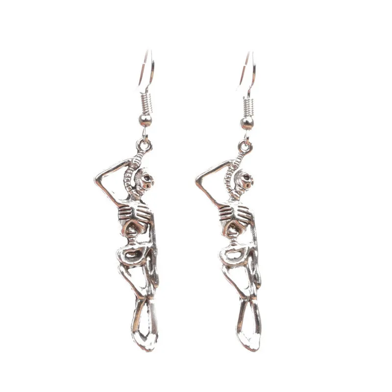

Doreen Box Fashion Halloween Personality Skull Earrings Punk Gothic Exaggerated Skeleton Drop Earring For Women Girls,1 Pair