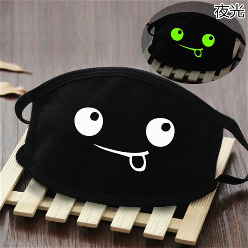 Punk Fangs Luminous Mouth Masks Black Cotton Anti Dust Face Mask Unisex Teeth Mask Luminous Mouth Mask Dust Mask - Color: J (KZ0182)