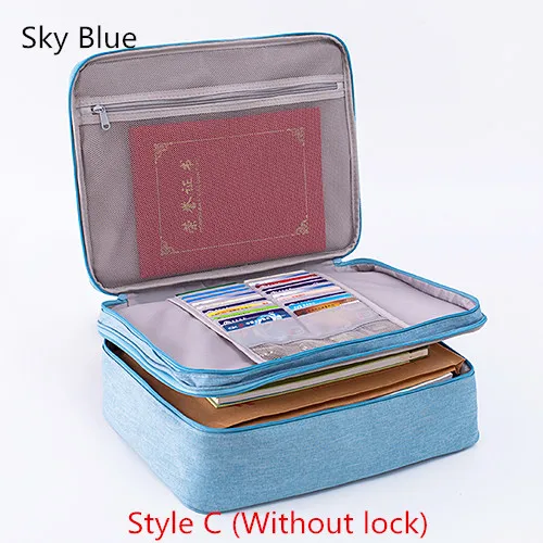 Sky Blue C Большая вместительная сумка-Органайзер для документов, дорожная сумка, чехол для ID, кредитных карт, кошелек, держатель для денег, органайзер, чехол, сумка, аксессуары, Suff - Цвет: Sky Blue C