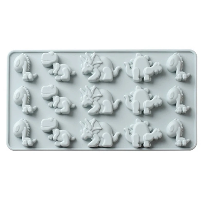 15 Grids Silicone Ice Cube Tray Molds Dinosaur Shape Ice Cube Maker Fruit Popsicle Ice Cream Mold for Wine Bar Drinking - Цвет: Синий