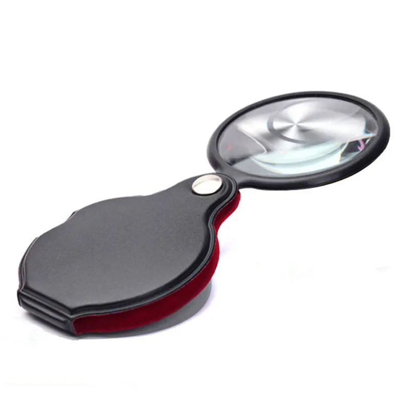 Портативная ручная Лупа 8X кожаная лупа Карманная увеличительное стекло
