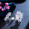 CWWZircons Classic Flower Shape CZ Stones Silver Color No Pierced Hole Ear Clip On Earrings Jewelry for Women CZ160 3