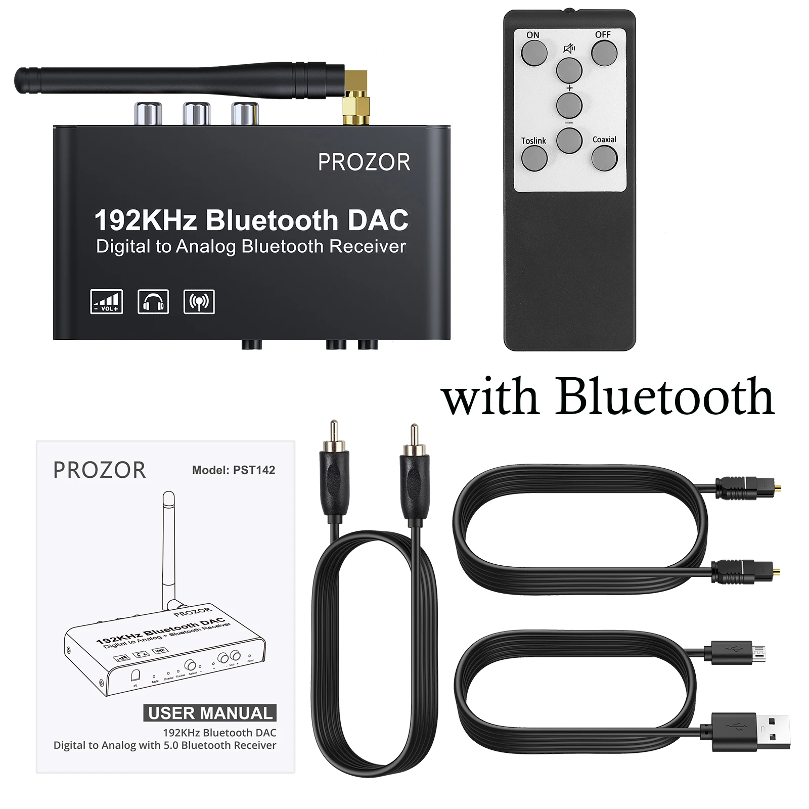 192kHz Digital to Analog Converter with Remote Bluetooth-Compatible DAC Digital Coaxial Toslink to Analog Stereo L/R RCA audio converter adapter,audio converter,audio converter amplifier,audio adapter