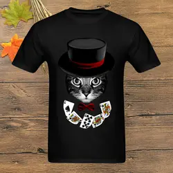 Иллюзионистская кошка, новинка 2020, Мужская черная футболка, топы для игры в покер, в стиле хип-хоп, уличный стиль, с 3D принтом, одежда с