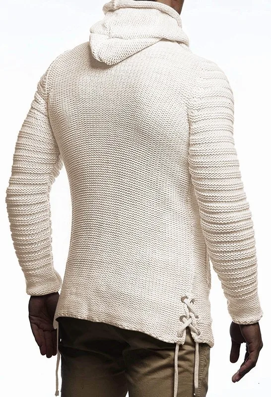 Moomphya/вязаный Тренч с капюшоном и длинным рукавом, Мужская Уличная одежда в стиле хип-хоп на молнии, длинный стильный свитер, пальто для мужчин, зимняя верхняя одежда