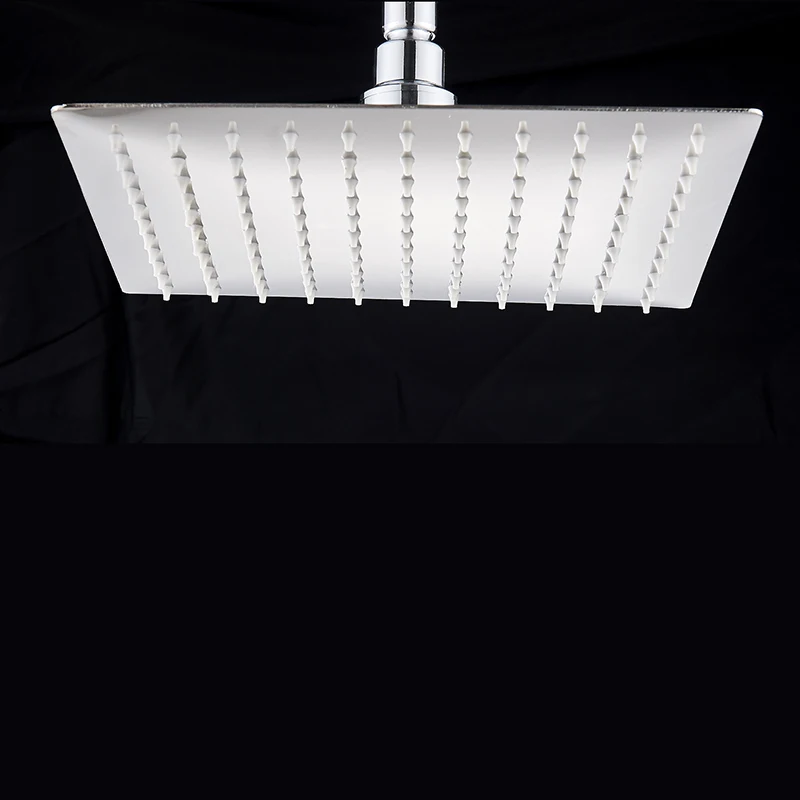 Ultra-thin LED Rainfall Bathroom Shower Head without Shower Arm 3 Colors Changing with Temp Water Saving