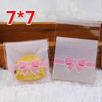

50pcs/lot Cute Pink Bow Polka Dot Sugar Gift Wrap Baby Shower Birthday Pink Frosted Cellophane Cookies Bag Fleck Candy Bags
