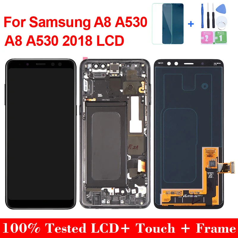 Original 5.6&quot For Samsung Galaxy A8 2018 A530F A530N A530FD Lcd Display Touch Screen Digitizer Assembly With Frame Replacement |