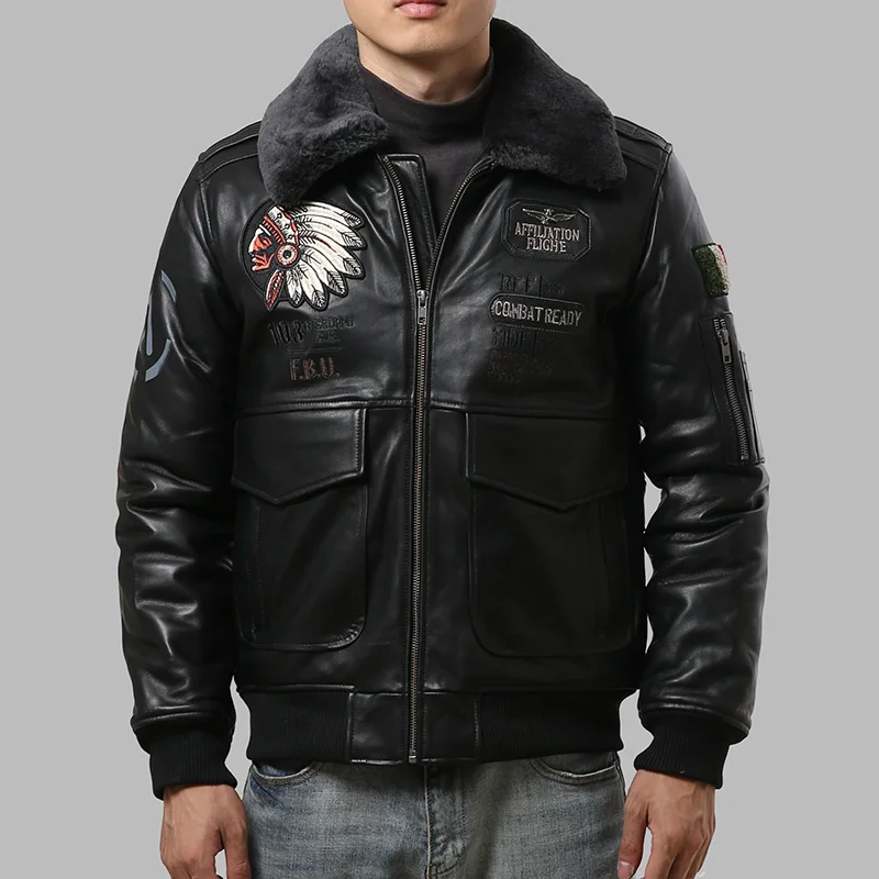 Flash Sale AZ1808 Read Description! Asian size men's cow leather jacket mens genuine cowhide leather vintage embroidery jacket